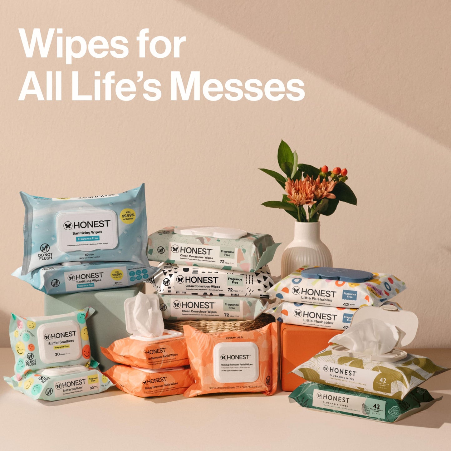 The Honest Company Hypoallergenic Multi-Use Baby Wipes for Sensitive Skin, Sunburst, 864 Count