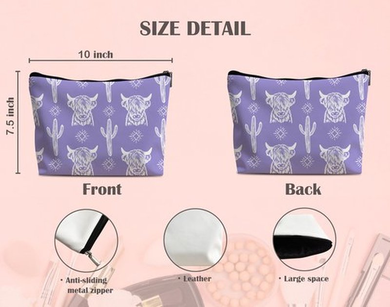 Lacosu Western Makeup Bag,Western Gifts For Women,Cow Makeup Bag,Cowgirl Stuff,Western Stuff For Women,Western Gifts,Cowgirl Gifts(Leather COW U)