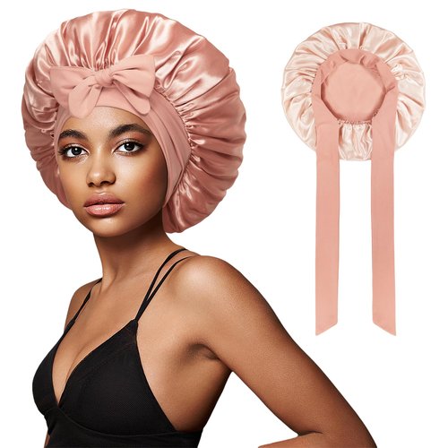 vidsel Bonnet with Tie Band Satin Bonnet Silk Bonnet for Sleeping Women, Silk Hair Bonnet Reversible Double Layer Sleep Cap Bonnet for Curly Hair Braids