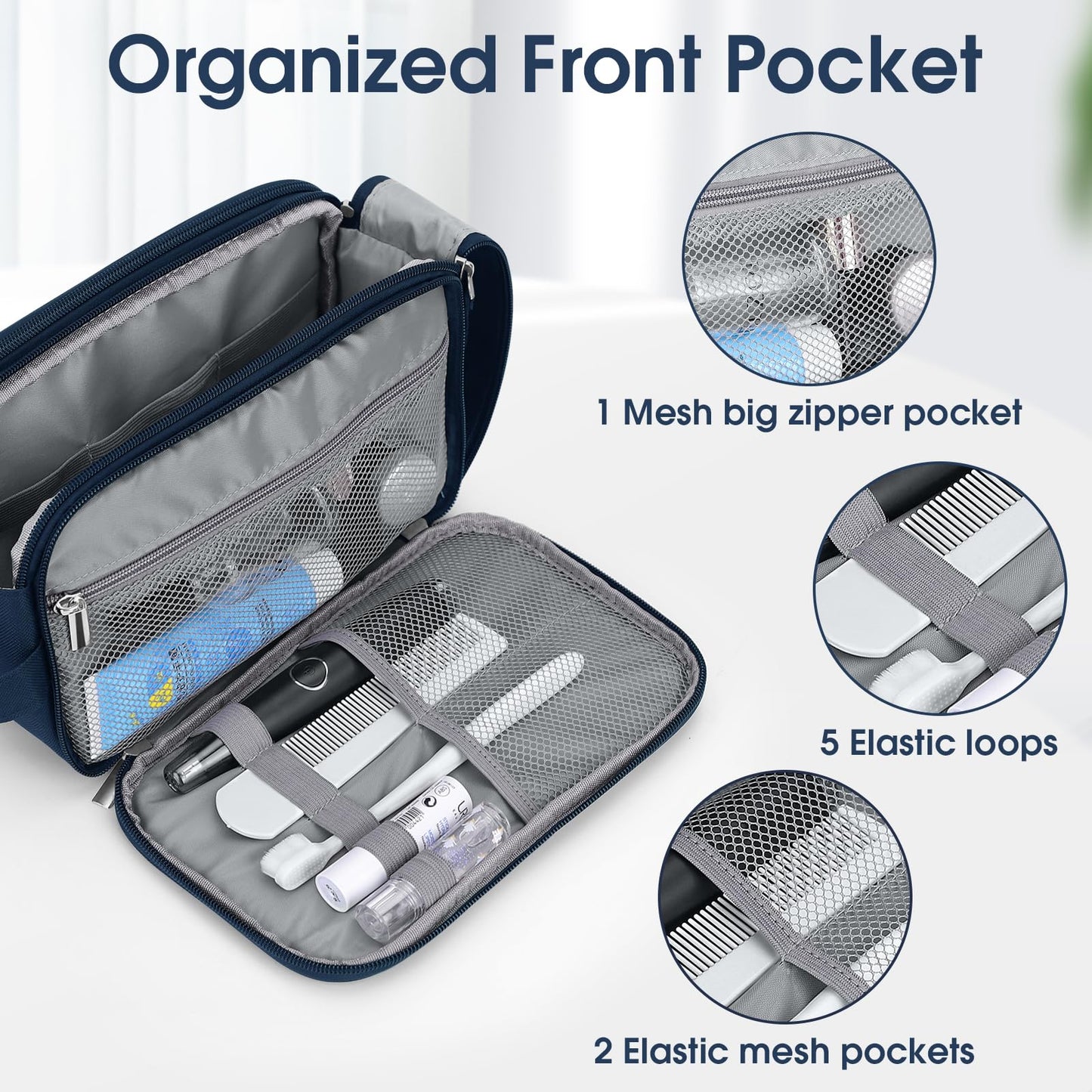 Wedama Toiletry Bag for Men, Handheld Travel Bag, Waterproof Toiletries, Thickened Polyester Dopp Kit, Toiletries Business Trips and Camping, Blue