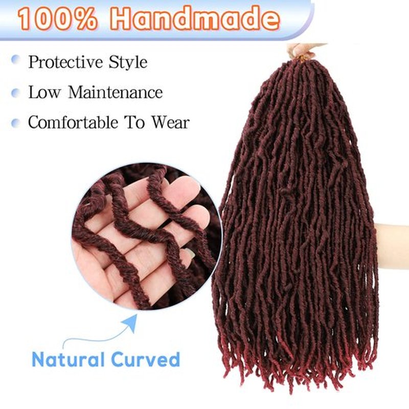 7 Packs 22 Inch Faux Locs Crochet Hair Ombre Burgundy Soft Locs Crochet Faux Locs Pre Looped Natural Butterfly Hair Extensions For Women(22 Inch,7 Packs,1B/BUG)