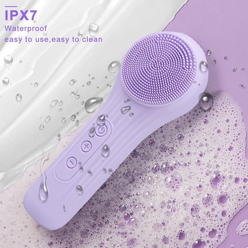 Feoflen Silicone Face Scrubber Exfoliator, Silicone Face Wash Brush for Men & Women, Ipx7 Waterproof Rechargeable Facial Cleaner for Deep Cleansing, Exfoliating, Massage Face Scrubber (Purple)