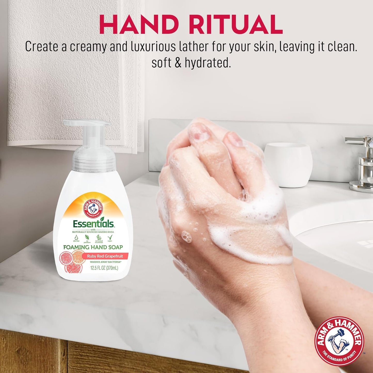 Arm & Hammer Foaming Hand Soap - Ruby Red Grapefruit Scent with Aloe Vera | 12.5 Fl Oz (370mL)