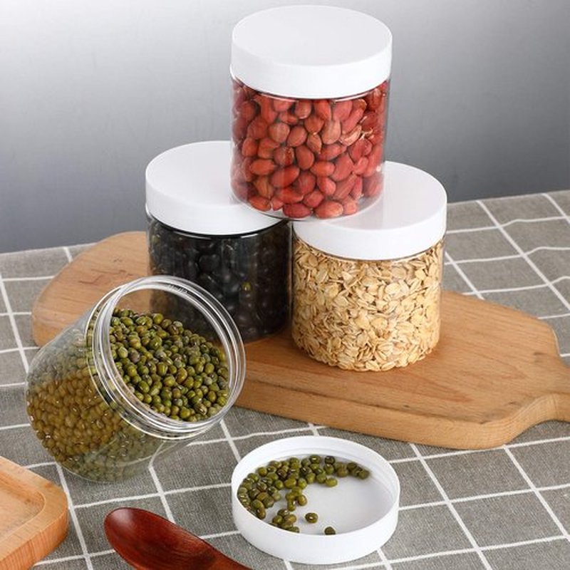 Patelai 4 Pieces Round Clear Wide-mouth Leak Proof Plastic Container Jars with Lids for Travel Storage Makeup Beauty Products Face Creams Oils Salves Ointments DIY Making or Others (White,8 Ounce)