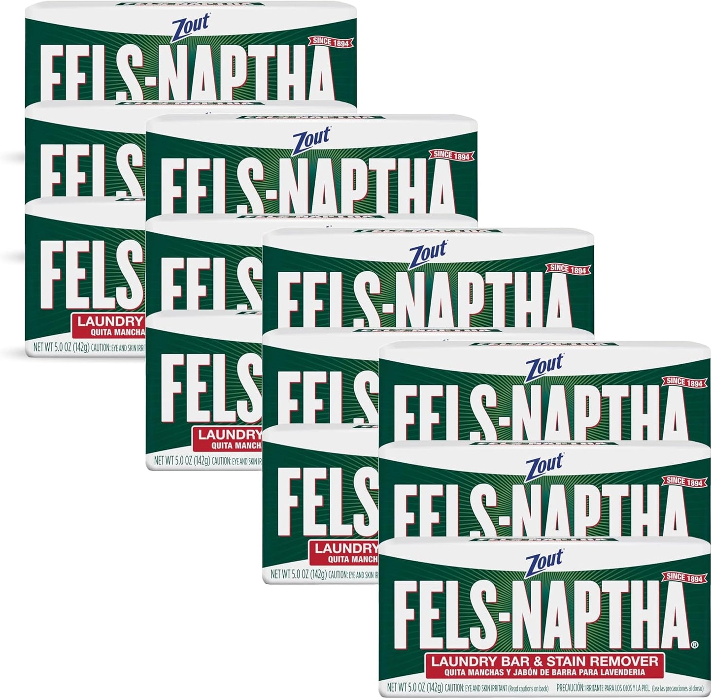 Fels Naptha Laundry Soap Bar - Powerful Stain Remover | Pack of 12