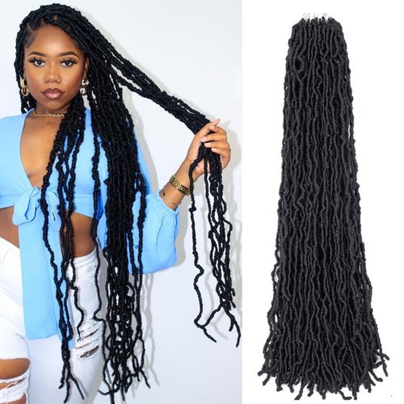 Faux Locs Crochet Hair Soft Locs 42 inch 6 Packs Long Pre Looped Crochet Locs Goddess Locs Crochet Hair For Black Women Braiding Hair Extensions (42 Inch (Pack of 6), 1B)