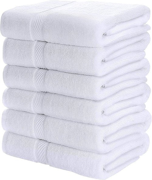 SIMPLI-MAGIC 79404 Bath Towels, White, 25x50 Inches Towels for Pool, Spa, and Gym Lightweight and Highly Absorbent Quick Drying Towels, 25 in x 50 in (Pack of 8)