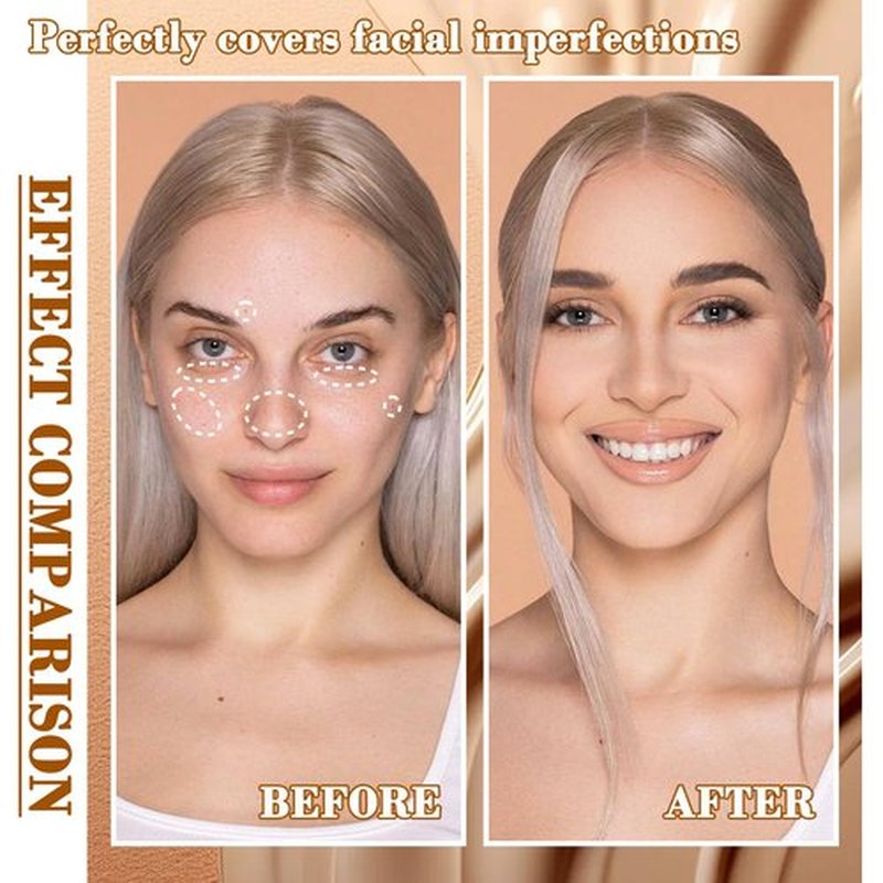 6 Colors Correcting Concealer Palette, Waterproof Long Lasting Full Coverage Contouring Foundation Concealer Palette, Makeup Cream Contour Highlighting Concealer Palette Makeup Kit with Brush（#02）