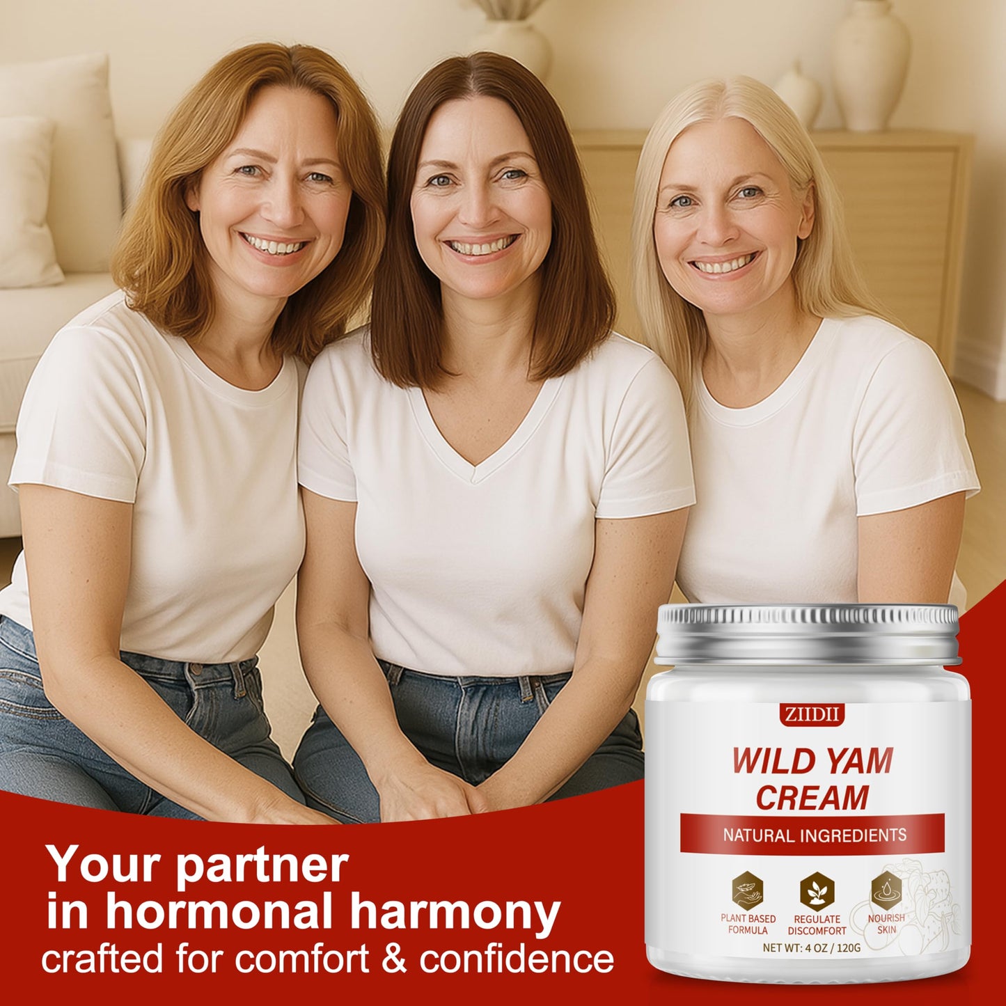 ZIIDII Wild Yam Cream - Natural Balancing Cream for Women Soothing Support for Midlife Wellness, Deeply Nourish & Moisturize the Skin,4 oz