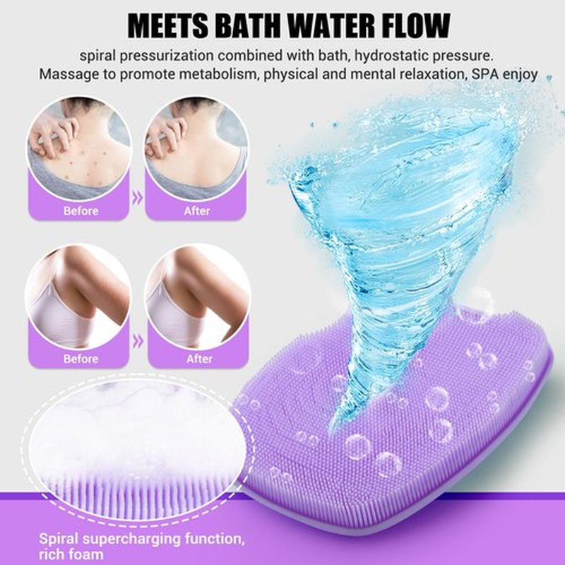 Zinc Infused - Silicone Body Scrubber,Exfoliating Body Scrubber for Sensitive Skin, Sustainable Shower Scrubber for Body, Body Scrubber for Shower and Body Care Routine - Purple