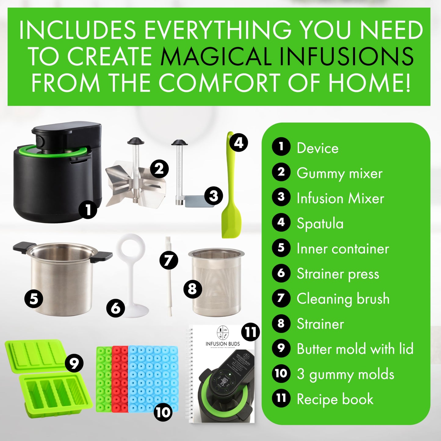 3-In-1 Magical Infuser Machine, Herb Decarboxylator & Gummy Maker. Butter maker Machine for creating Infused Butter, Gummies, Herbal Oil & More. Recipe Book & All Accessories