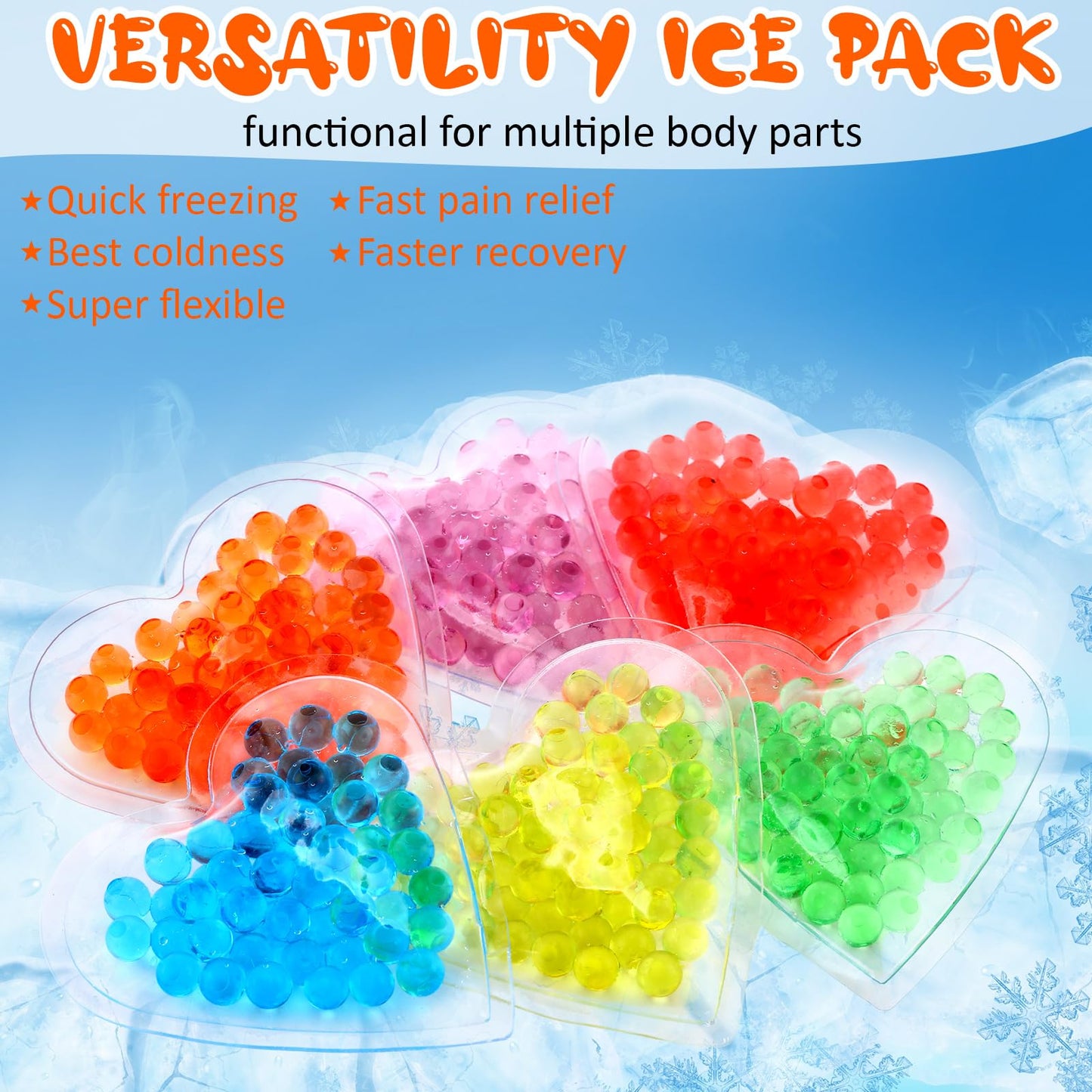 TrelaCo 60 Pcs Boo Boo Ice Pack - Hot and Cold Heart Shaped Compress for Injuries, Wisdom Teeth, Colic Pain, Fever, Headaches - Reusable, 6 Colors