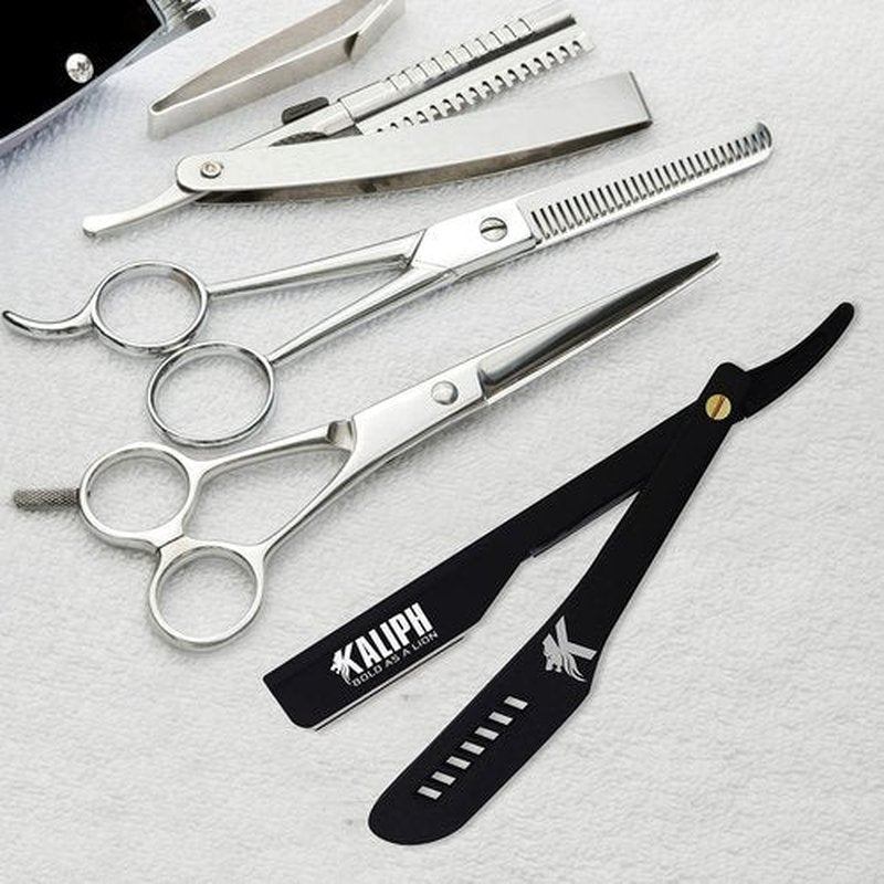 Kaliph Professional Straight Razor For Men - Premium Pack of 2 Straight Edge Barber Razor With 100 Blades - Smooth Shaving Men's Manual Cut Throat Shaver Safety Kit (Black)