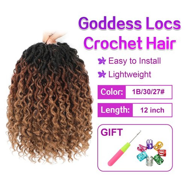 AMELI Goddess Locs Crochet Hair River Fauxs Locs Crochet Hair for Black Women 8Packs Pre Looped Crochet Locs With Curly Ends(12inch, 1B/30/27)