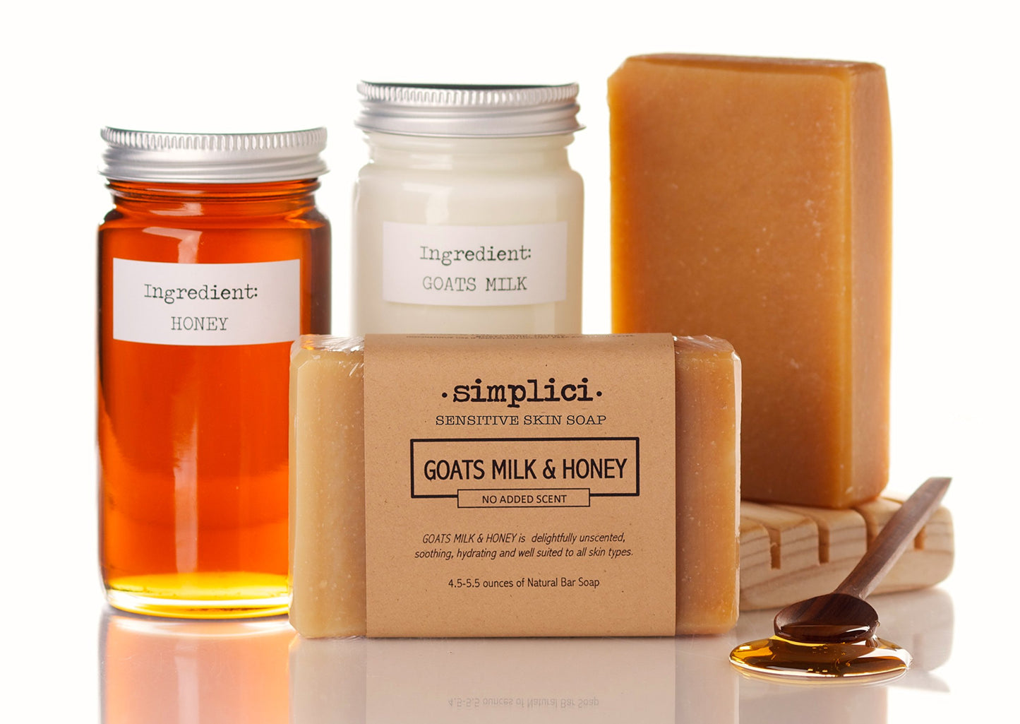 Simplici Goats Milk & Honey Natural Soap (smooth + for senstive skin) 6 Bar Value Bag. Palm Free.