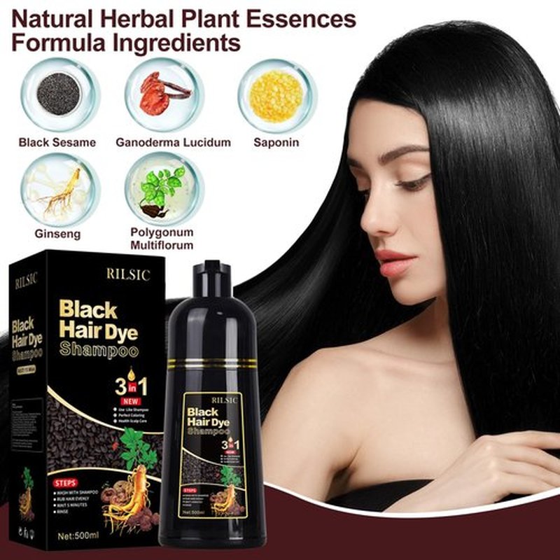 Chestnut Brown Herbal Hair Color Shampoo - 3 in 1 Instant Grey Coverage and Coloring for Women and Men (500ML)