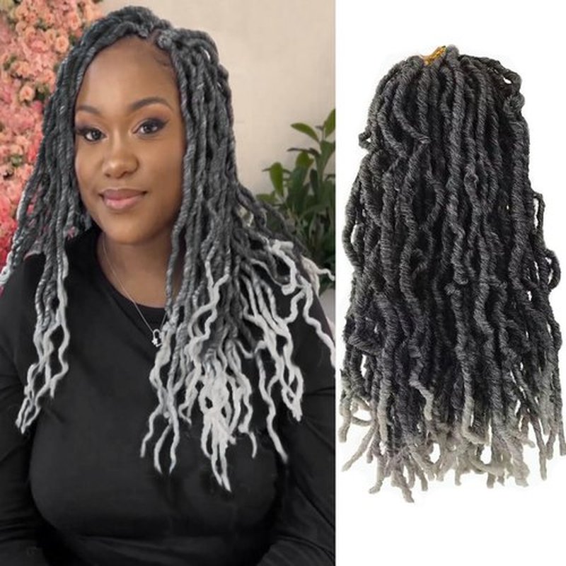Paraglame 14 Inch Grey Soft Locs Crochet Hair, 8 Packs Faux Locs Crochet Braids, Pre Looped Goddess Soft Locs Crochet Hair for Butterfly Locs (8Packs, Tgrey)