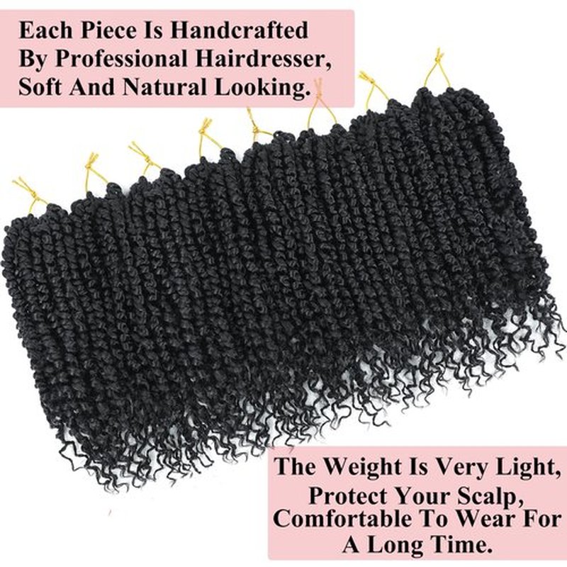 Alrence Passion Twist Crochet Hair 8 Packs Pre twisted Passion Twist Hair For Women Soft Bohe Pre-looped Crochet Braids (14 Inch (Pack of 8), 1#)
