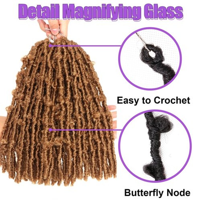 7 Packs Butterfly Faux Locs Crochet Hair 12 Inch Pre-looped Distressed Locs Soft Locs Crochet Hair For Black Women Crochet Braids Hair (12 Inch 7 Packs, 27#)