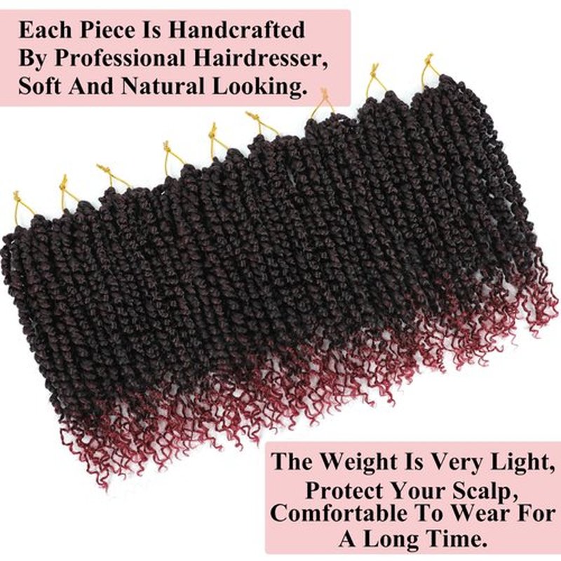 Alrence Passion Twist Crochet Hair 8 Packs Pre twisted Passion Twist Hair For Women Soft Bohe Pre-looped Crochet Braids (14 Inch (Pack of 8), 1B/BG)