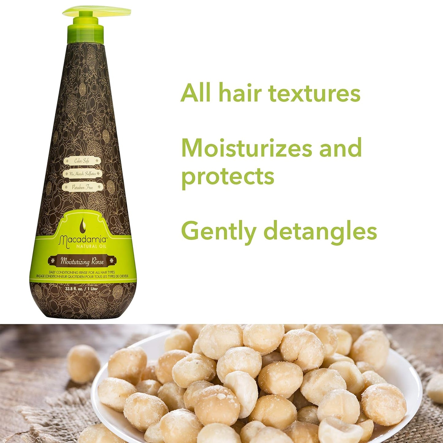 Macadamia Moisturizing Conditioner 33.8 oz - Unisex Hydrating Rinse for Soft Hair