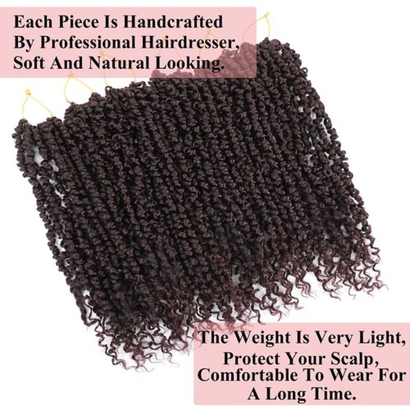 Alrence Passion Twist Crochet Hair 8 Packs Pre twisted Passion Twist Hair For Women Soft Bohe Pre-looped Crochet Braids (14 Inch (Pack of 8), 99J#)