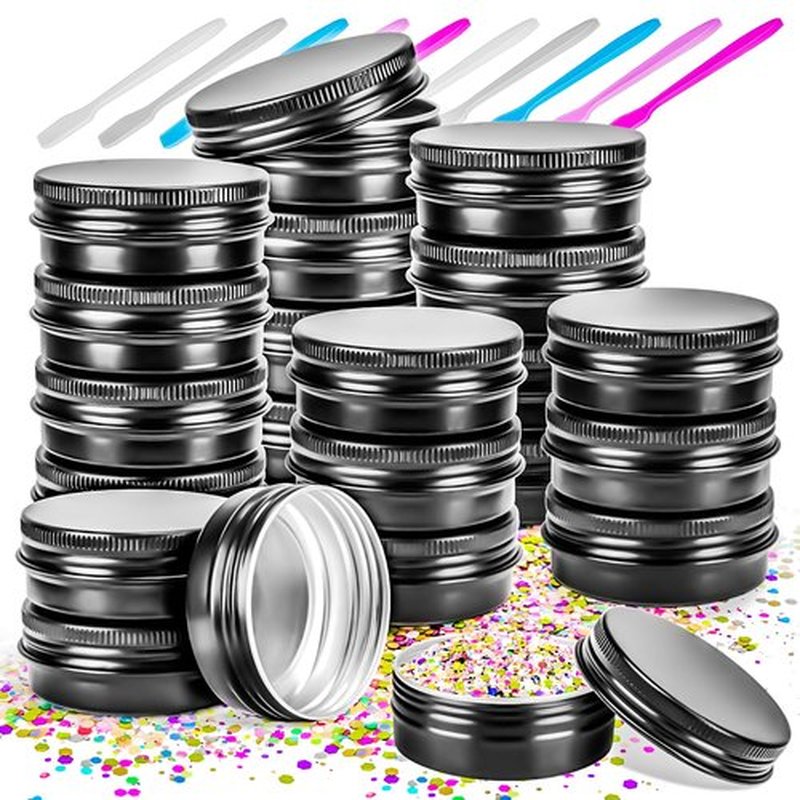MotBach 16Pack 2oz Tin Jars, 60ml Metal Tin cans, 2Ounce Aluminum tin can jar Containers with Screw Lid for Lotion Bars, Balms, Spices, Salve, Beard Balm, Toiletries, Creams, Samples, Makeup Cosmetic