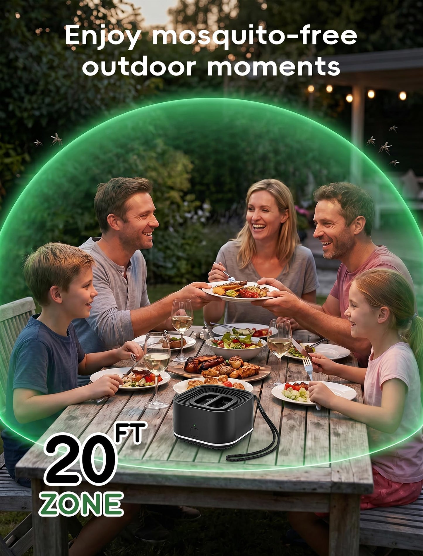 DJROLL Mosquito Repellent, Rechargeable Mosquito Repeller for Outdoor & Indoor, 20 ft Protection Zone, Patio, Camping, Yard & Home, Includes 2 Refills