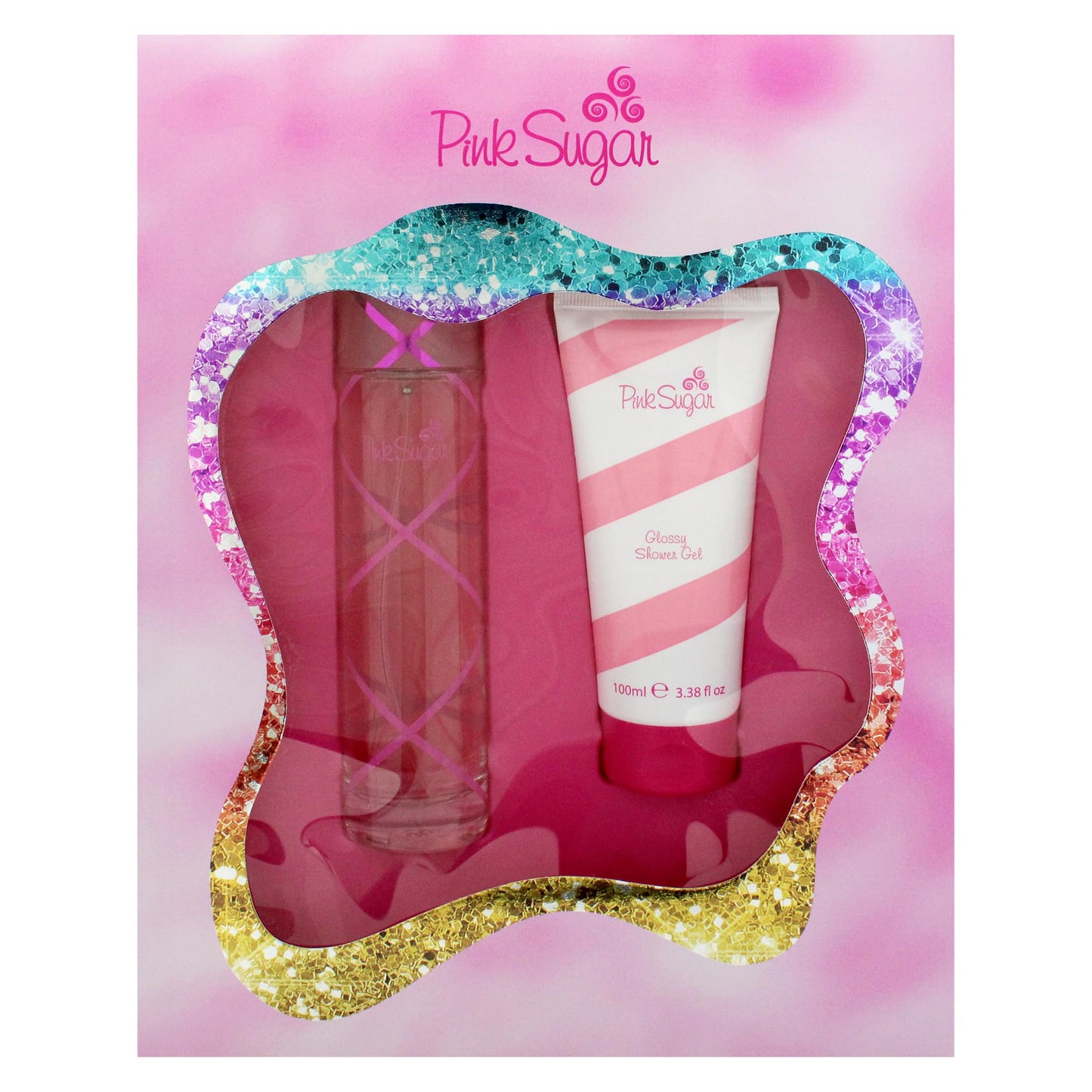 Pink Sugar by Aquolina for Women - 2 Pc Gift Set 3.4oz EDT Spray, 3.4oz Glossy Shower Gel