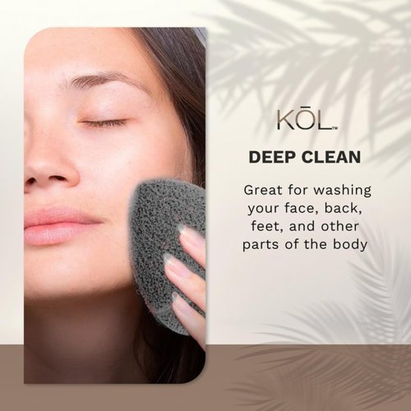 KOL Face Scrubber, Premium Charcoal and Vitamin E Infused Facial Cleansing and Exfoliating Pads for Daily Face Cleaning and Makeup Removal, 3 Count