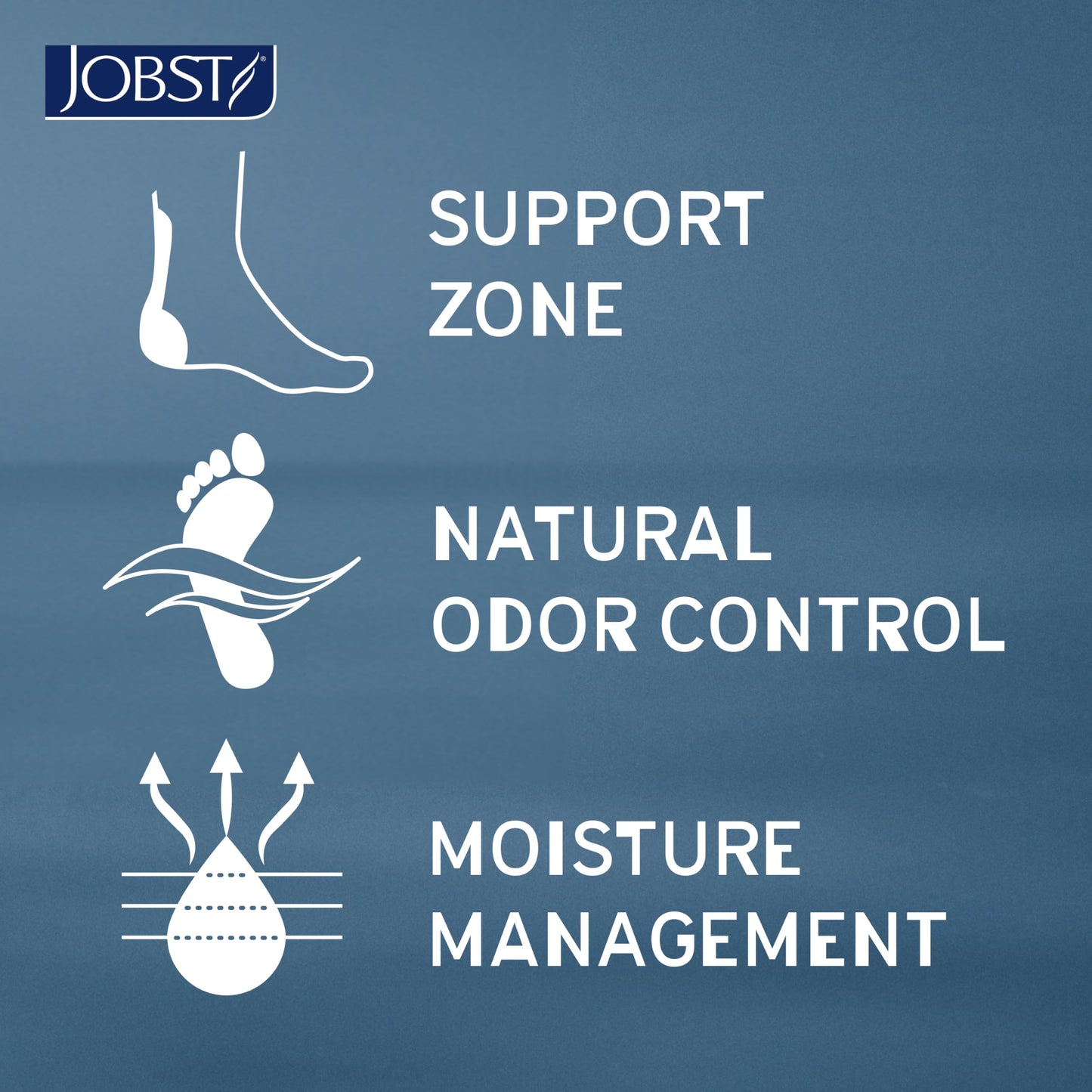 JOBST Sport Knee High 15-20 mmHg Compression Socks, Black/Cool Black, Large