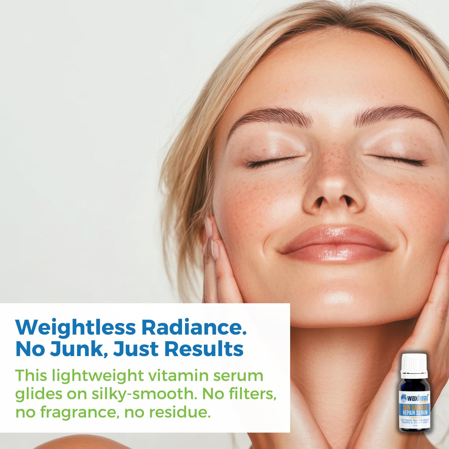 Waxhead Sun Damage Repair Serum, Rosehip Oil and Rosehip Seed Oil for Face with Vitamin A, E and CoQ10, Lightweight Face Oil for Sensitive Skin, Dark Spot and Discoloration Serum for Sun Damaged Skin