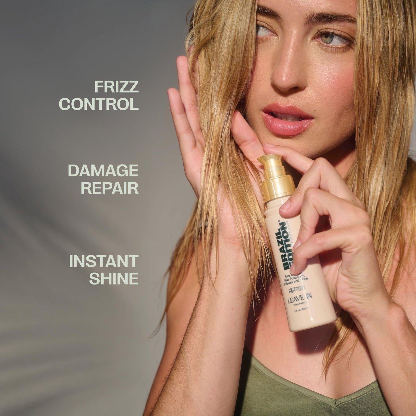 BRAZIL EDITION Restorative Peptide Leave-In Treatment – Frizz Control, Heat & UV Protection, Repairs Damaged Hair, Hyaluronic Acid for Stronger, Shinier & Smoother Hair (3 fl oz)