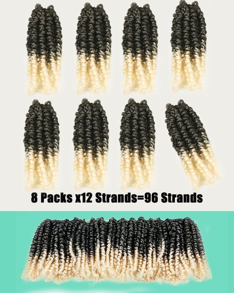 6 Inch 8 Packs Pretwisted Pre Looped Passion Twist Crochet Hair for Black Women and Kids-Ombre Grey to Blonde Off-white,3 Tones Synthetic Braided Hair Extensions(6 Inch-8 Packs,Gray/27/613)