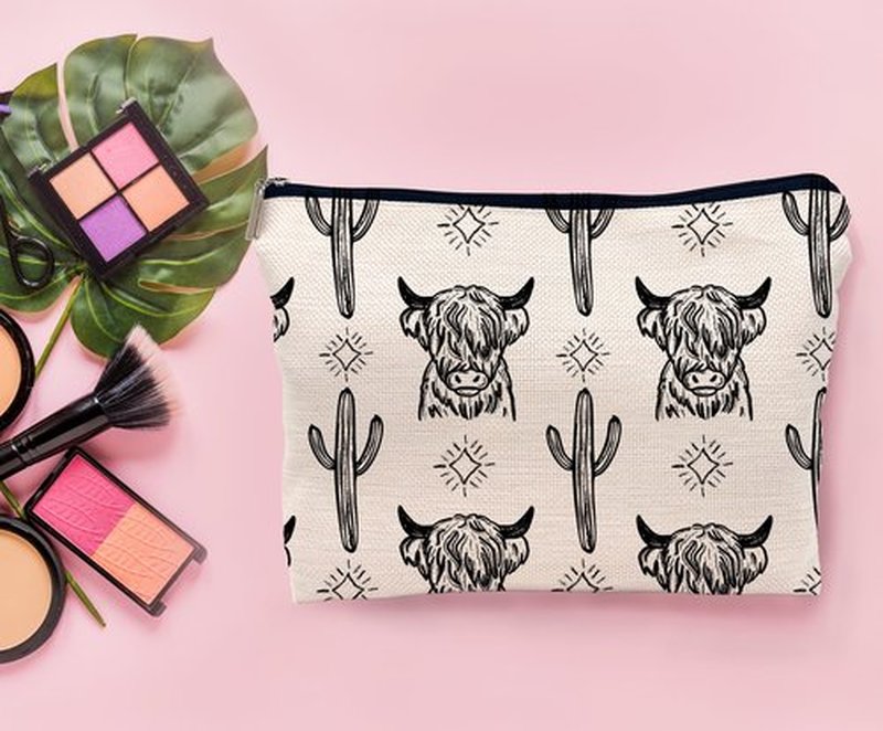 Lacosu Western Makeup Bag,Western Gifts For Women,Cow Makeup Bag,Cowgirl Stuff,Western Stuff For Women,Western Gifts,Cowgirl Gifts