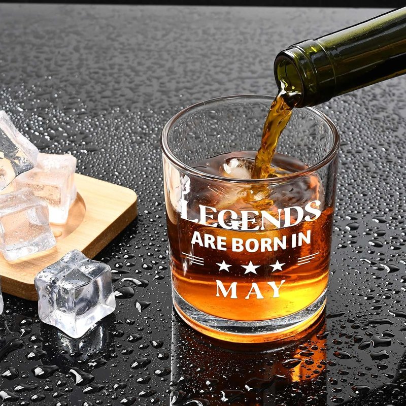 Legends Are Born In May Whiskey Glass - 10 Oz Birthday Gift for Men | Perfect for 40th, 50th, 60th Celebrations