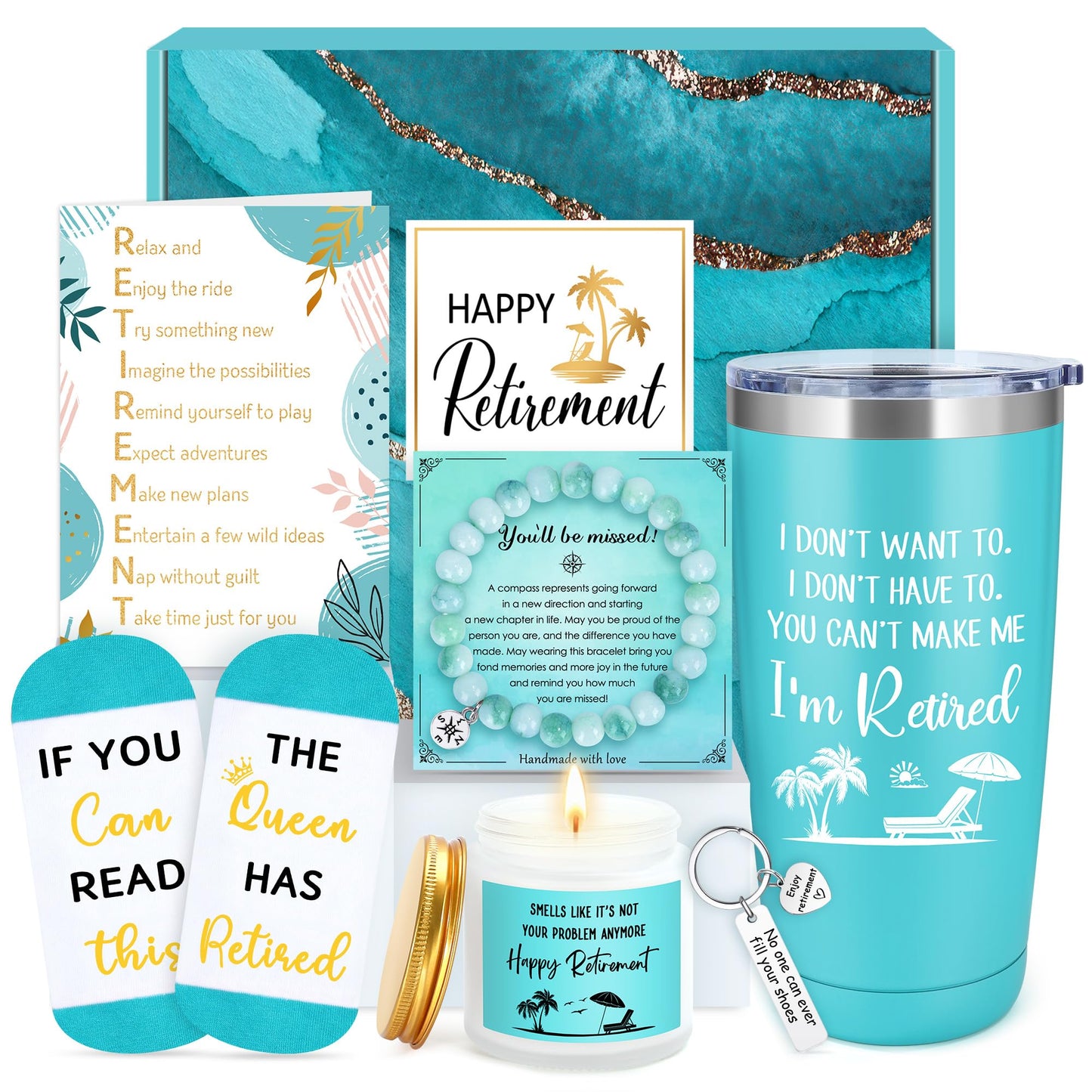 Retirement Gift for Woman 2026 Retired Gifts for Women Happy Cool Retirement Gift Basket for Women Coworker Teacher Nurse Friend Boss Mom Grandma Retirees, 20Oz Tumbler Card The Queen Has Retired Sock