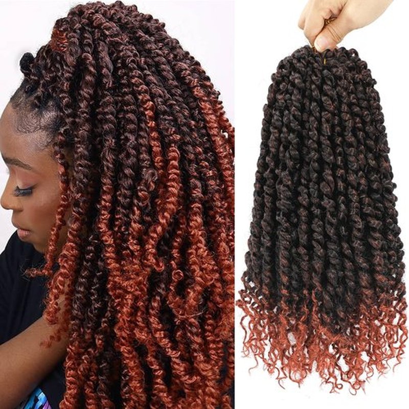 Alrence Passion Twist Crochet Hair 8 Packs Pre twisted Passion Twist Hair For Women Soft Bohe Pre-looped Crochet Braids (14 Inch (Pack of 8), 1B/350)