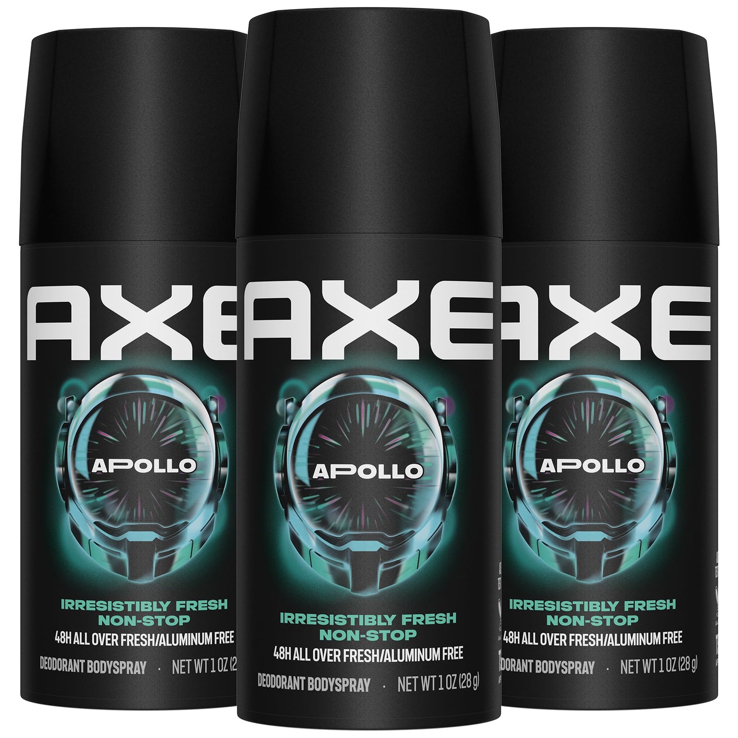 AXE Travel Deodorant, Body Spray, Apollo, 3-Pack – 48H High-Definition Scent & Odor Protection, Sage & Cedarwood, Aluminum-Free, 1 Oz Ea