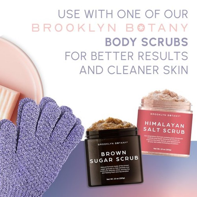 Brooklyn Botany Exfoliating Gloves for Bath and Shower – Heavy Duty Exfoliating Body Scrubber for Massage and Dead Skin Remover for Body – 2 Pairs