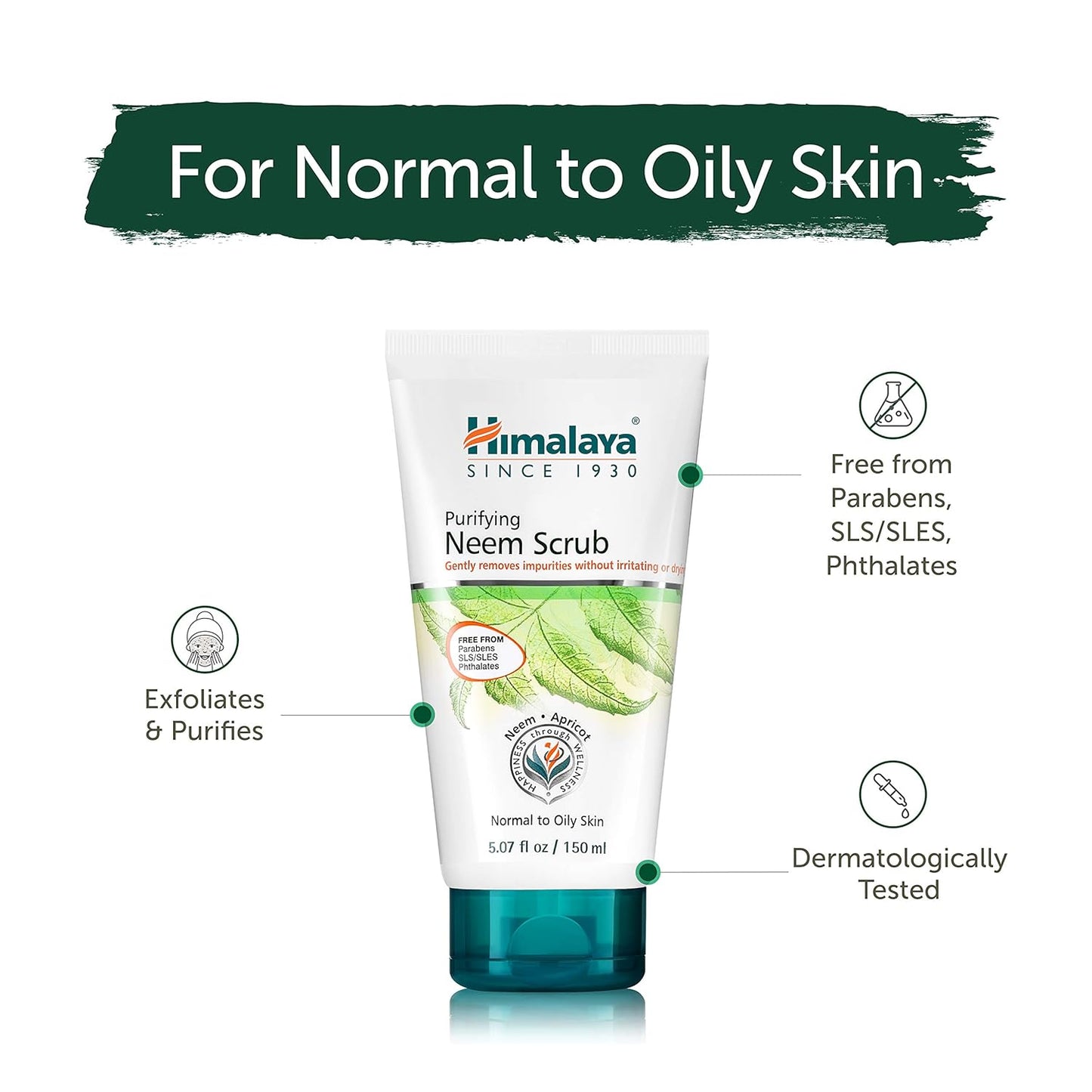 Himalaya Neem Scrub - Purifying Exfoliating Scrub for Oily Skin | 150 ml (5.07 oz)