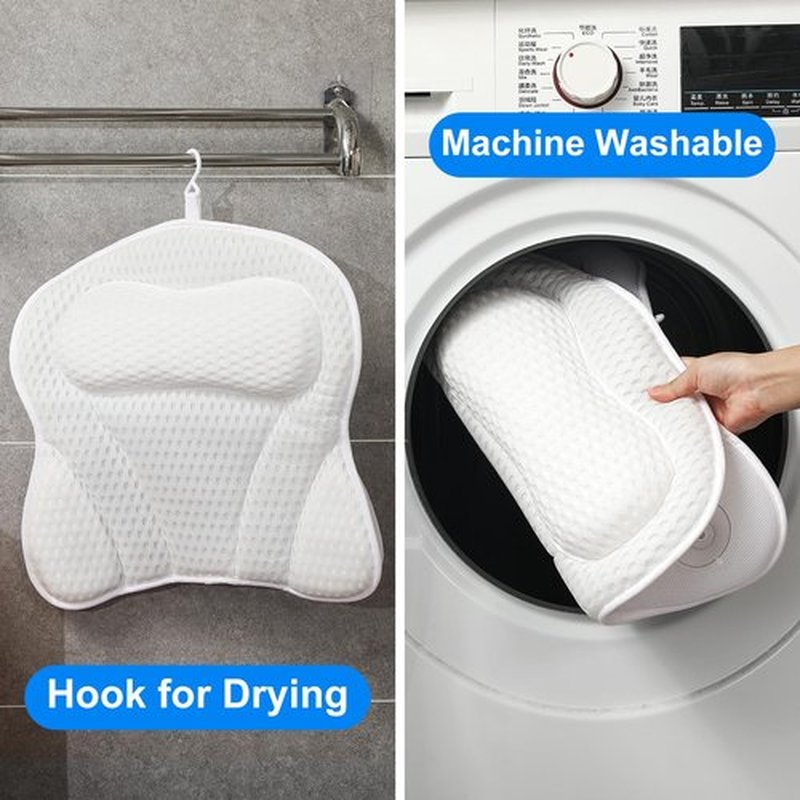 Bath Pillow Bathtub Pillow, Luxury Bath Pillows for Tub Neck Head and Back Support, Soft 4D Mesh Fabric Bath Tub Pillow with Non-Slip Suction Cups,Relaxing Spa Accessories Gifts, Fits All Bathtub