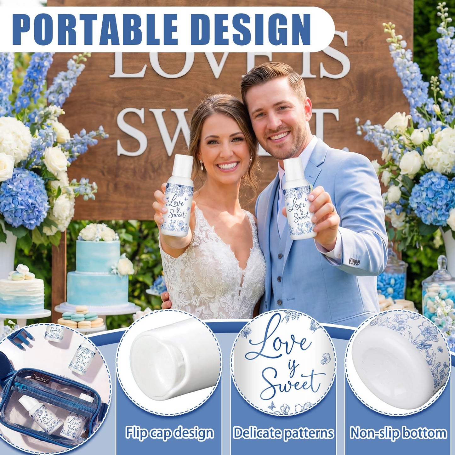 24 Pcs Travel Size Mini Sunscreen Bulk Spf 30+ Wedding Party Thank You Gifts for Guest Small Sunscreen for Summer Wedding Bridal Baby Shower Party Favor, 1 Fl. oz(Love is Sweet)
