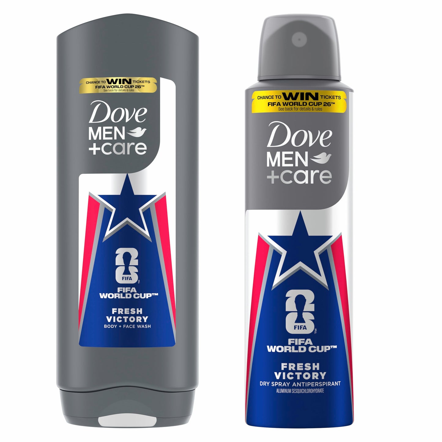 DOVE MEN + CARE Limited Edition FIFA Body Wash & Deodorant Regimen Pack 2 Count Fresh Victory for Men for Hydrated Soft Skin & Odor Protection
