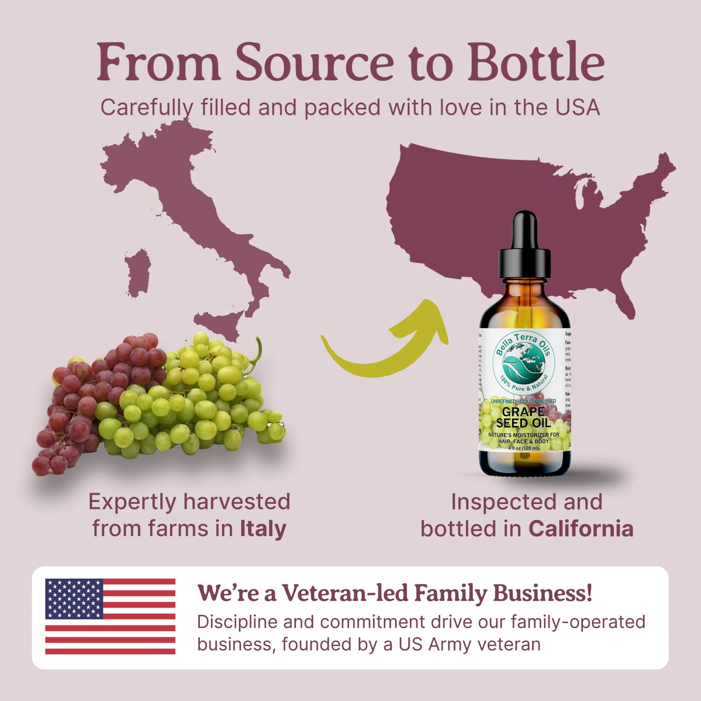 Bella Terra Oils - Natural Grape Seed Oil 8 oz - Dive into Natural Grape's Nutritional Power, Packed with Antioxidants & Omega-6, Elevate Your Skin Care Essence