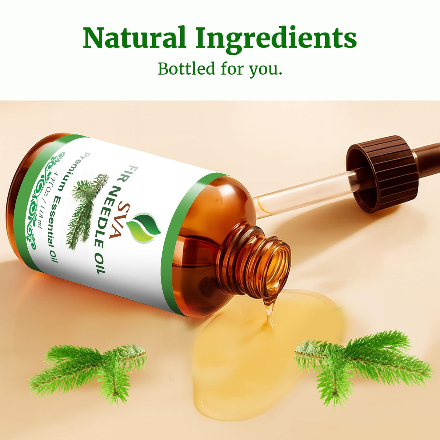 SVA Fir Needle Essential Oil, Glass Bottle with Dropper, 4 Fl Oz (118 ml)