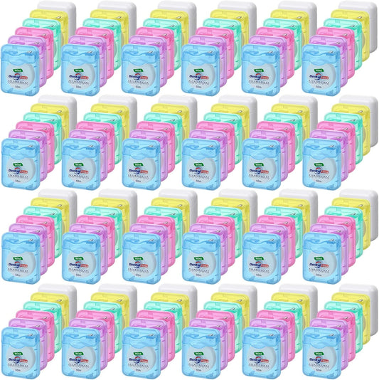 72 Pack Dental Floss - Mint Flavored Waxed Oral Care for Teeth Protection | 50m Each, Multicolor