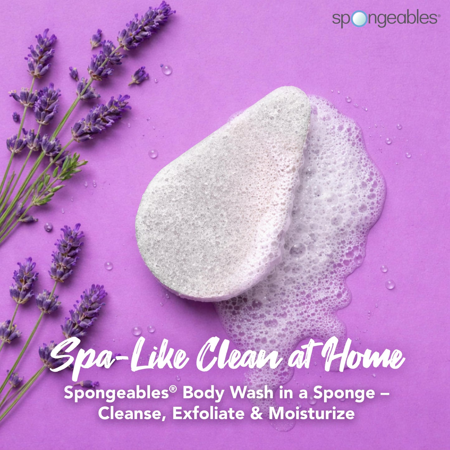 Spongeables Anti Cellulite Body Wash in a 20+ Wash Sponge, Lavender, 1 Count