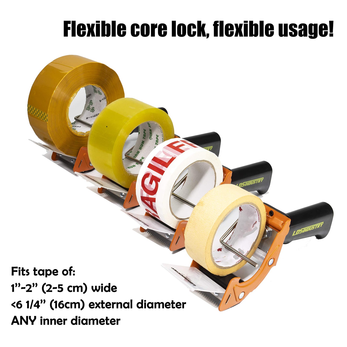 2 Pcs Rapid-Replace Packing Tape Dispenser Guns with Extra Blade, 2 in (50mm) Lightweight Ergonomic Industrial Handheld Heavy Duty Tape Cutter for Carton, Packaging and Box Sealing, LDS Industry