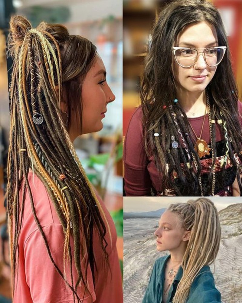 24 Inches Single Ended Dreadlock Extensions for Women(0.6 cm Width,50 Strands,Ombre Blonde),Faux Locs Crochet Hair,Soft Synthetic Loc Extensions(24"-5 Packs,T1B/27)